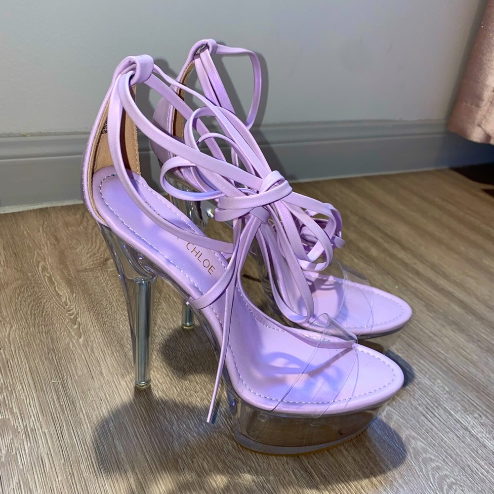 Purple Strappy Pleaser Heels